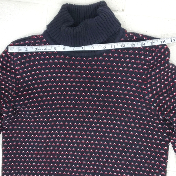 Karen Scott bird's eye turtleneck sweater women's small black red white cotton - Picture 7 of 11